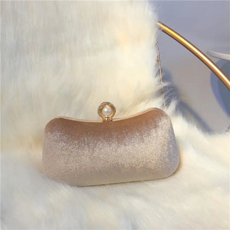 Sylmara | Velvet & Pearl Embellished Evening Clutch – Timeless Elegance