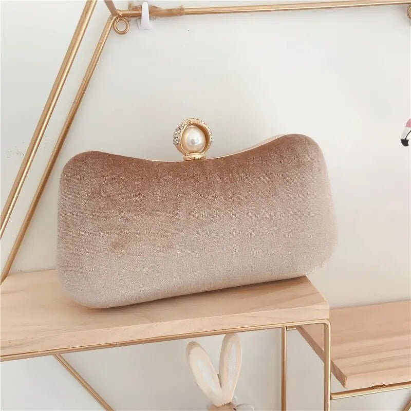 Sylmara | Velvet & Pearl Embellished Evening Clutch – Timeless Elegance