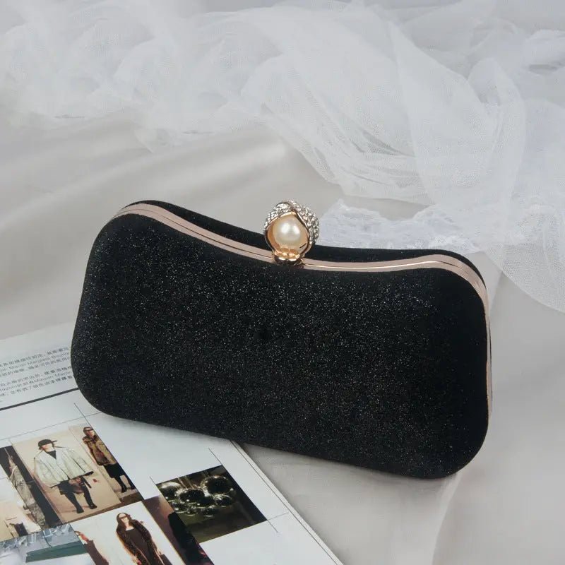 Sylmara | Velvet & Pearl Embellished Evening Clutch – Timeless Elegance
