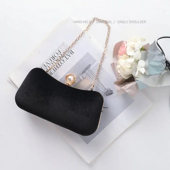 Sylmara | Velvet & Pearl Embellished Evening Clutch – Timeless Elegance