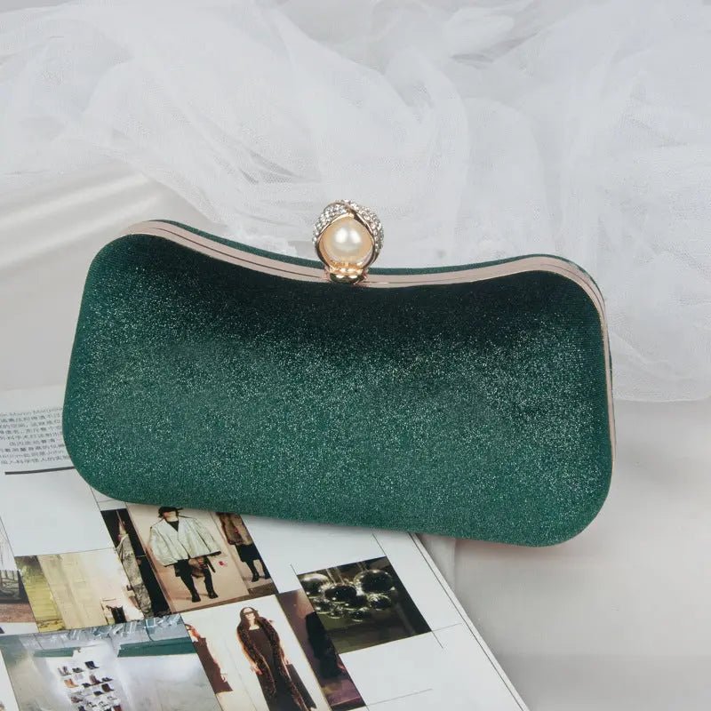 Sylmara | Velvet & Pearl Embellished Evening Clutch – Timeless Elegance
