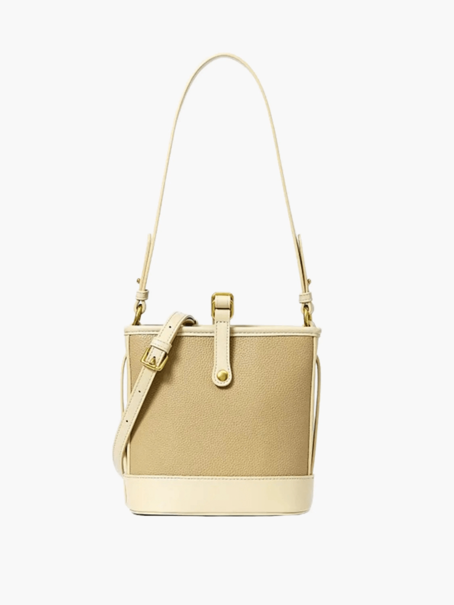 Evelyn | Beige Leather Bucket Bag – Minimalist & Chic
