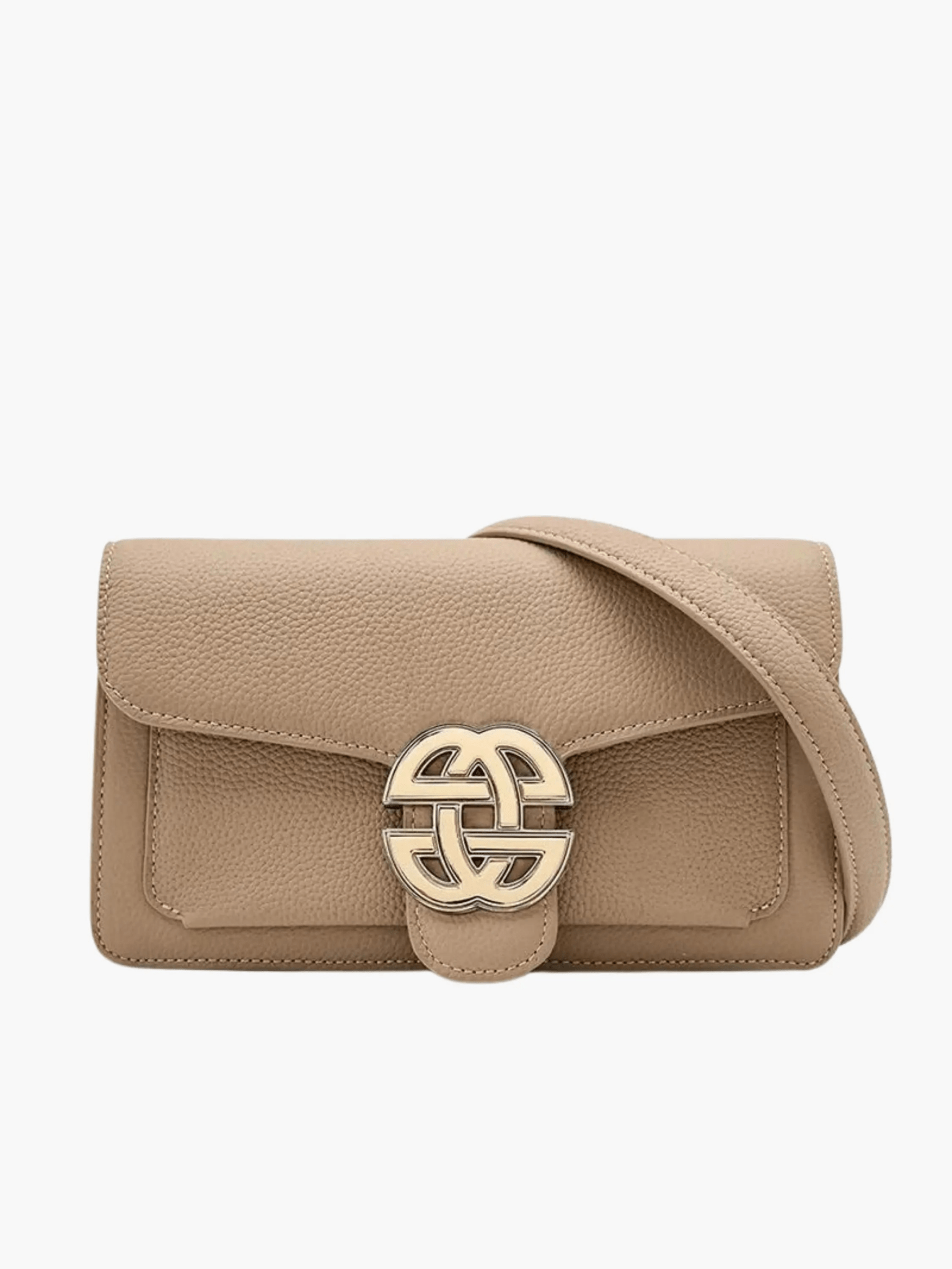 Mariselle | Luxe Taupe Leather Crossbody Bag – Elegant & Versatile