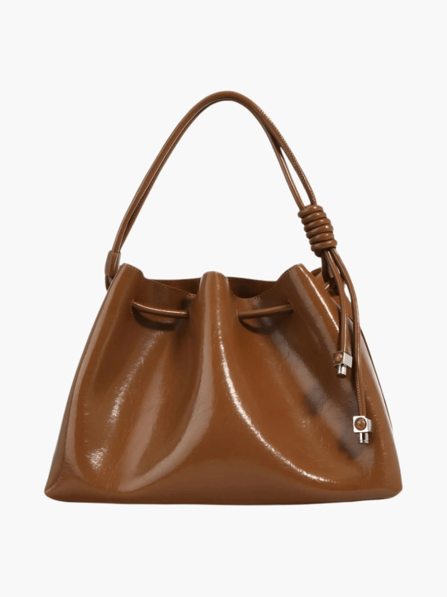 Mila | Luxe Caramel Leather Bucket Bag – Chic & Spacious