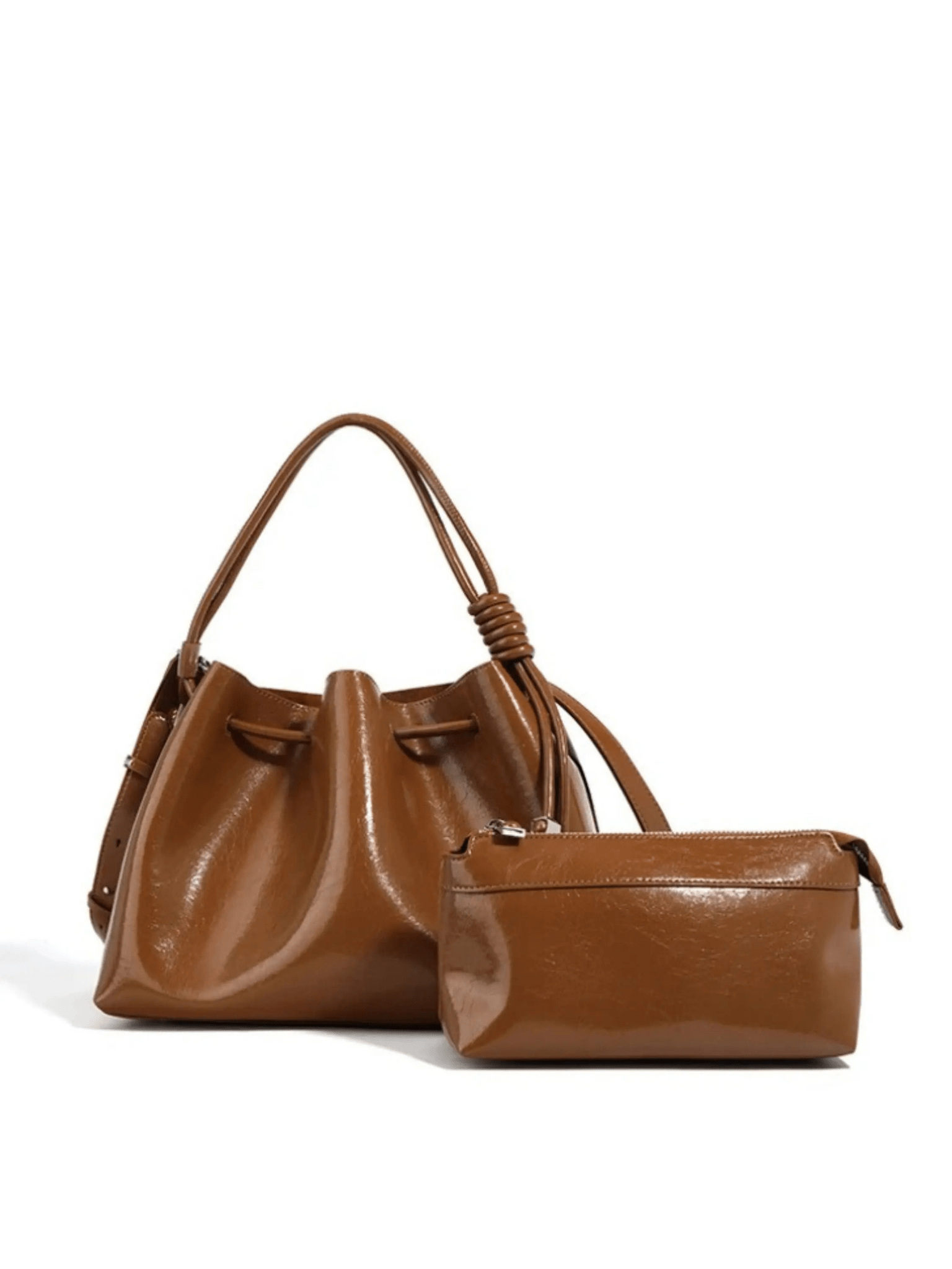 Mila | Luxe Caramel Leather Bucket Bag – Chic & Spacious