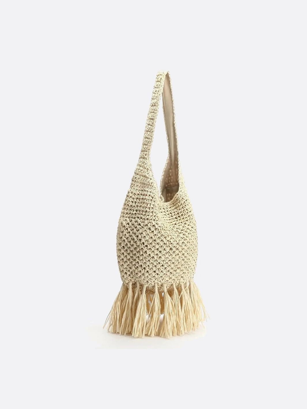 Woven Hobo Bag with Fringe Hem – Boho Shoulder Tote