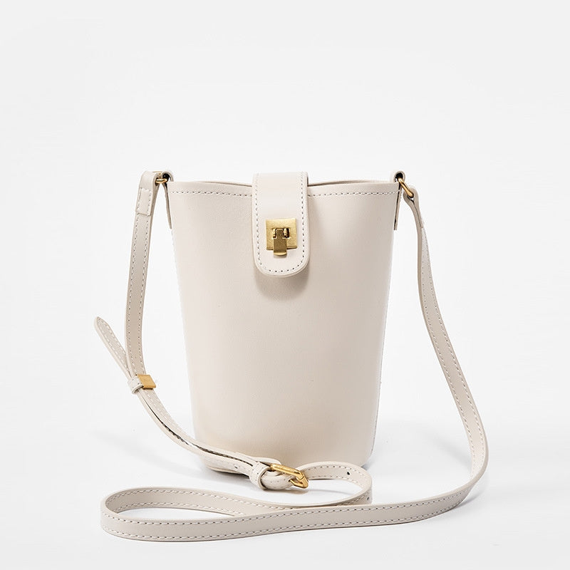 Ione | Elegant Ivory Leather Crossbody Bag – Minimalist Chic & Everyday Sophistication