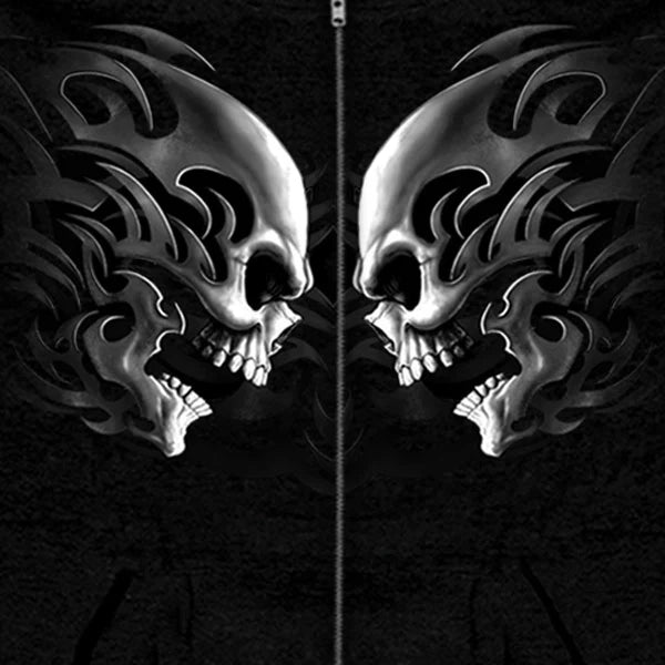 BOL Men's Head Butt Skulls Zipper Hoodie