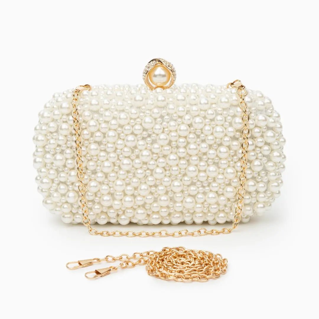 Estelle | Pearl Embellished Evening Clutch – Timeless Grace