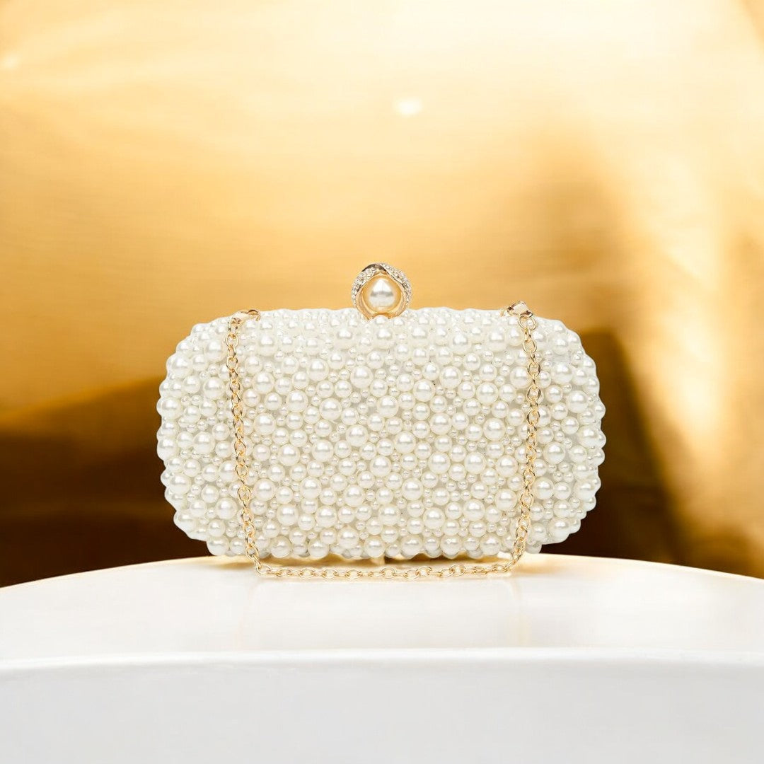 Estelle | Pearl Embellished Evening Clutch – Timeless Grace