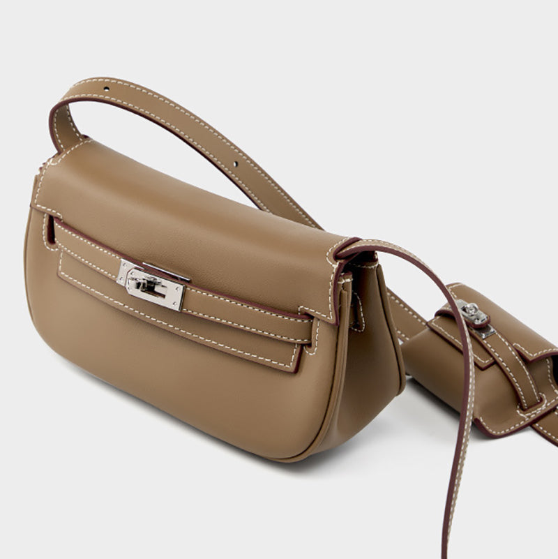 Sienna | Elegant Soft Leather Shoulder Bag with Mini Pouch – Chic & Functional