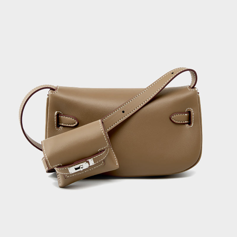 Sienna | Elegant Soft Leather Shoulder Bag with Mini Pouch – Chic & Functional