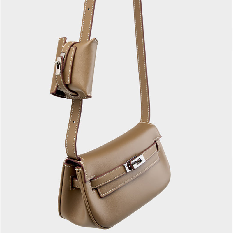 Sienna | Elegant Soft Leather Shoulder Bag with Mini Pouch – Chic & Functional