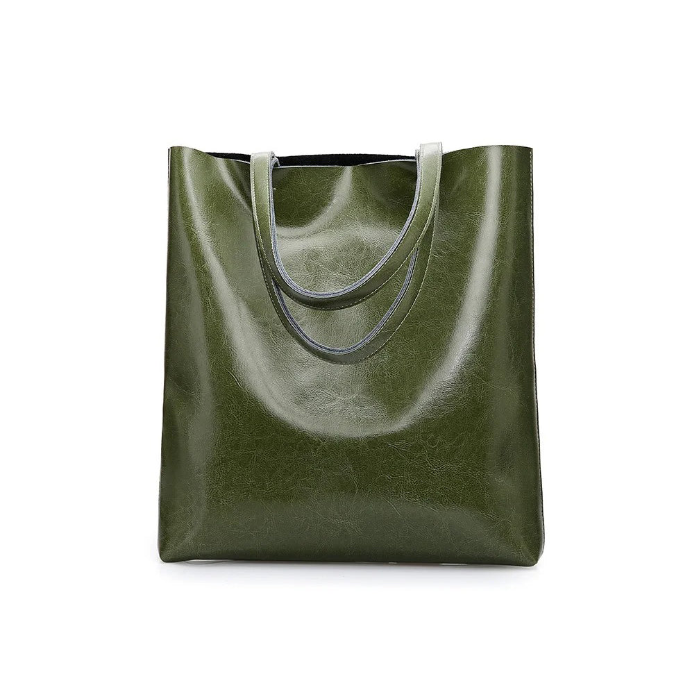 Alma | Classic Leather Tote Bag – Slim Handles & Spacious Interior