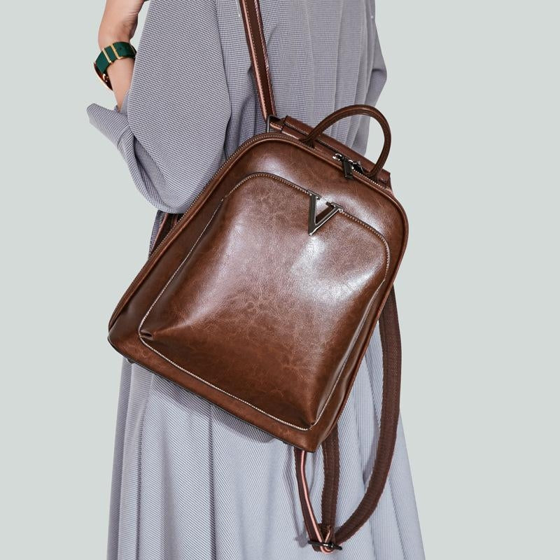 Illyria | Sleek Black Leather Backpack – Modern, Stylish & Functional