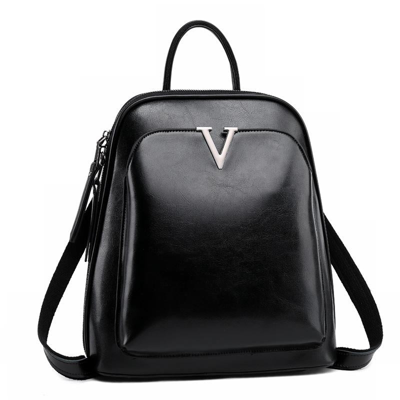 Illyria | Sleek Black Leather Backpack – Modern, Stylish & Functional