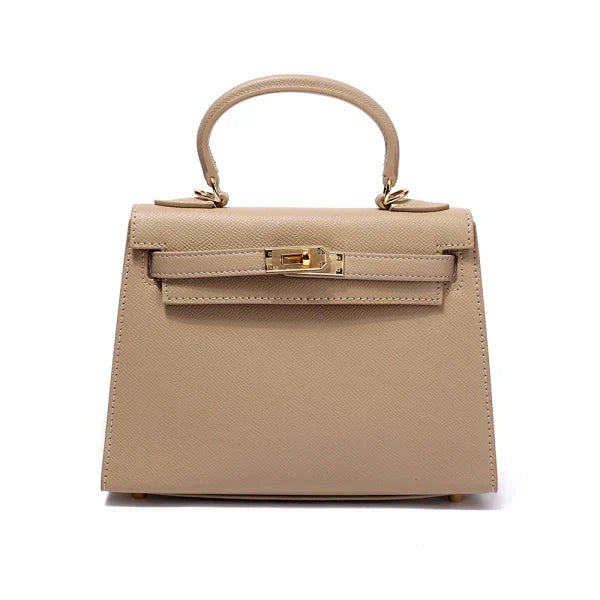 Cindy Leather Top Handle Satchel Bag – Classic Flap Crossbody Handbag for Women