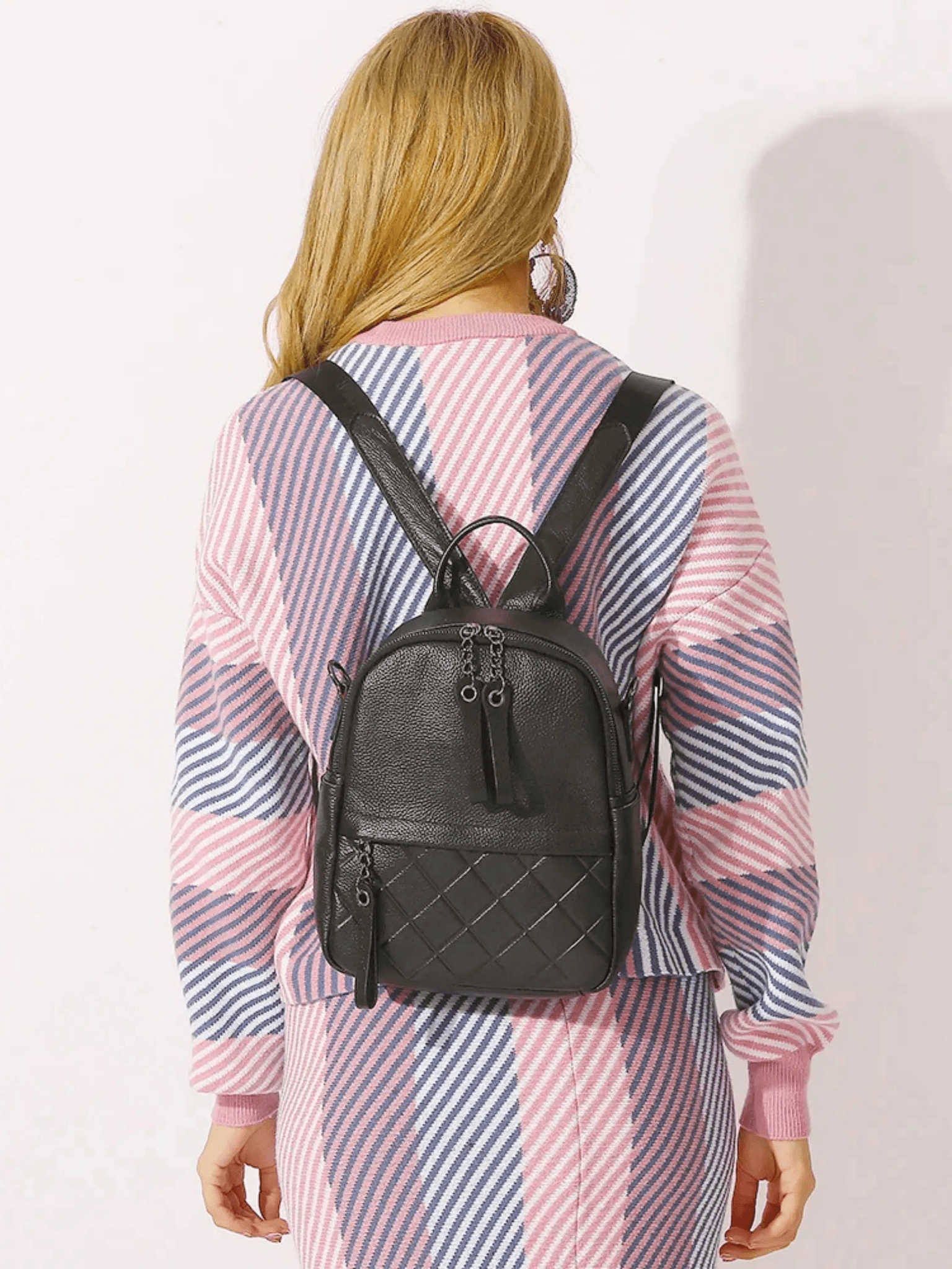Eowen | Quilted Black Leather Backpack – Chic & Functional