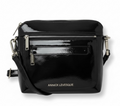 Petit Sac à Bandoulière en Cuir Noir vernis, Brigitte