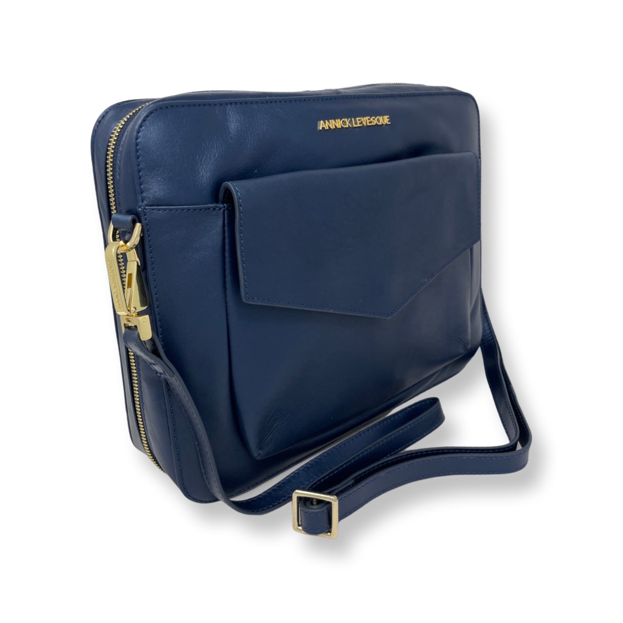 Sac de travail en cuir bleu marine - Sofia - PRÉCOMMANDE