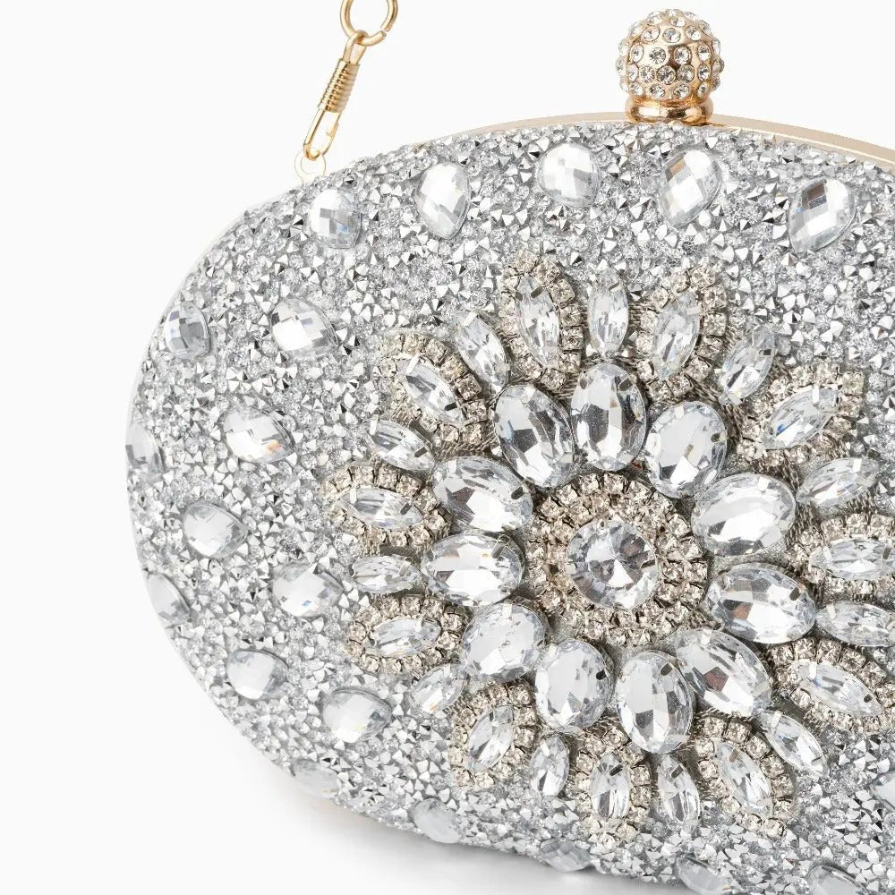 Dahlia | Pink Crystal Floral Evening Clutch – Radiant Bloom