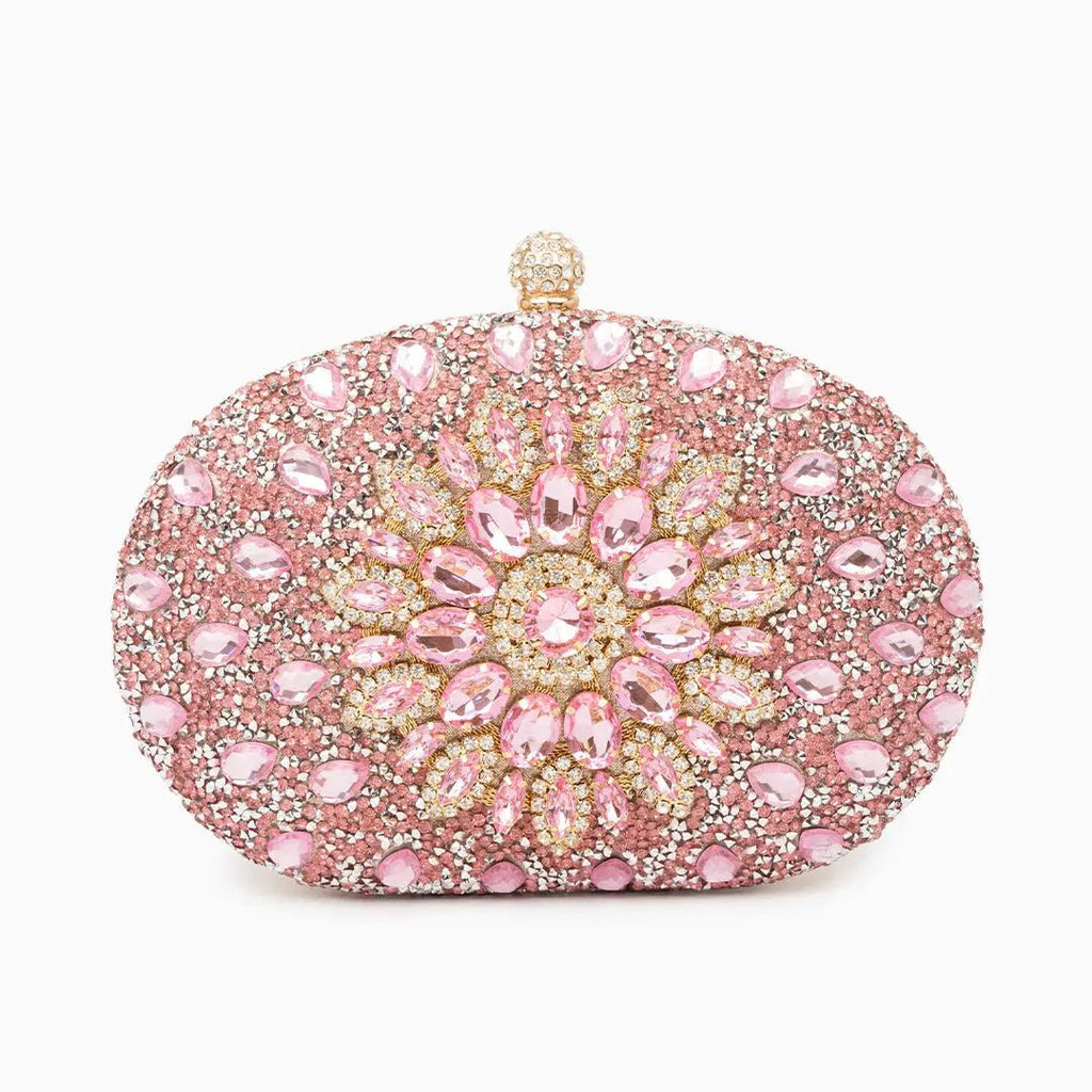 Dahlia | Pink Crystal Floral Evening Clutch – Radiant Bloom