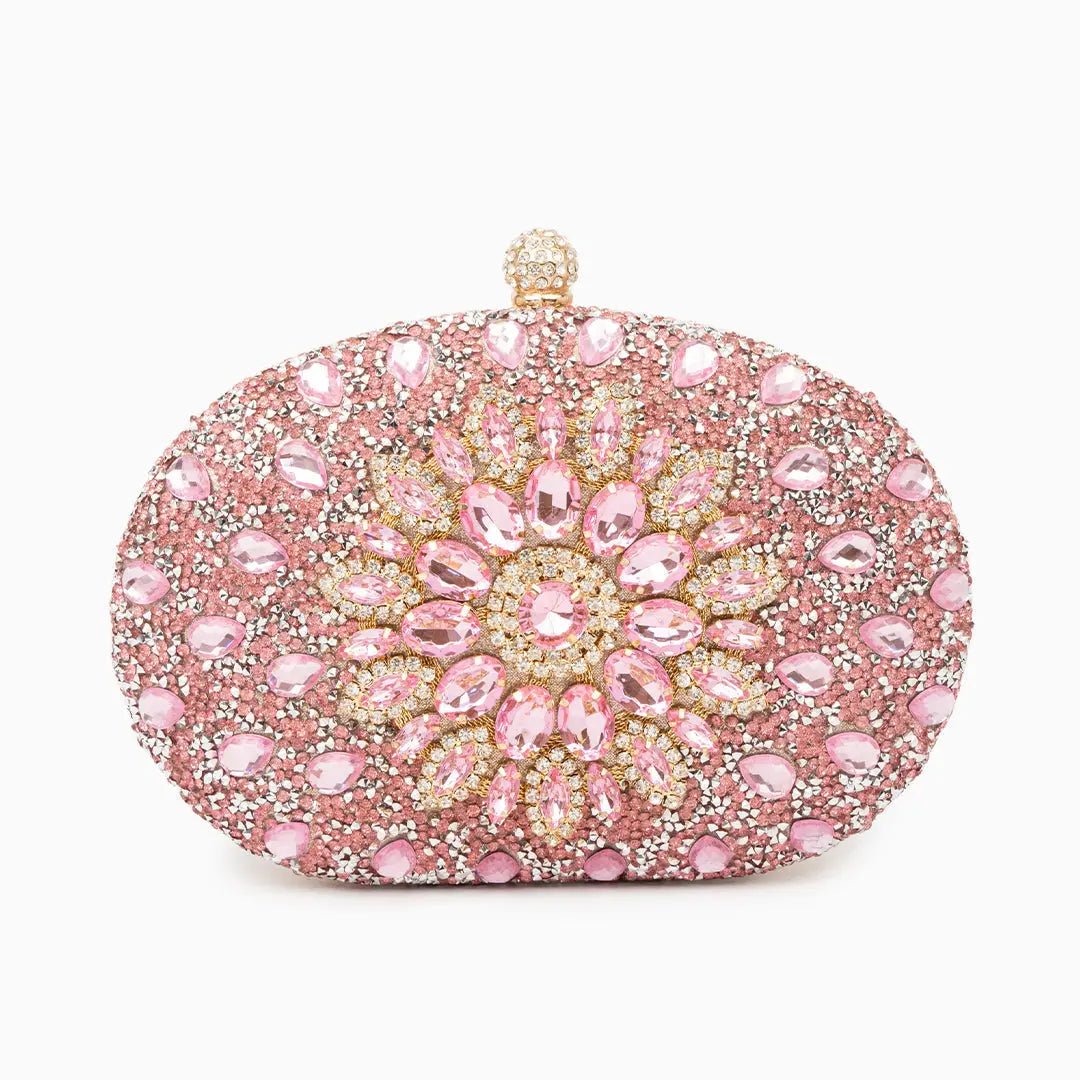 Dahlia | Pink Crystal Floral Evening Clutch – Radiant Bloom