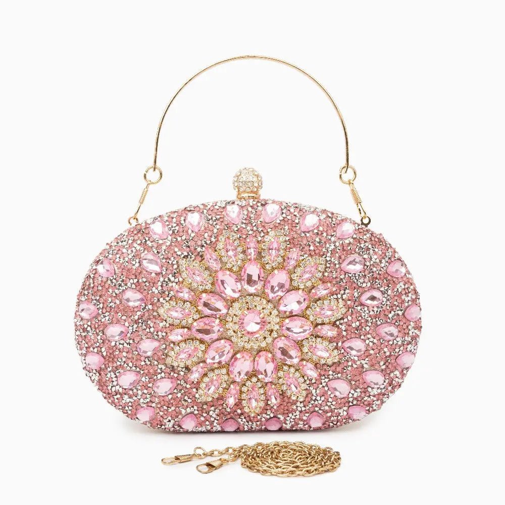 Dahlia | Pink Crystal Floral Evening Clutch – Radiant Bloom