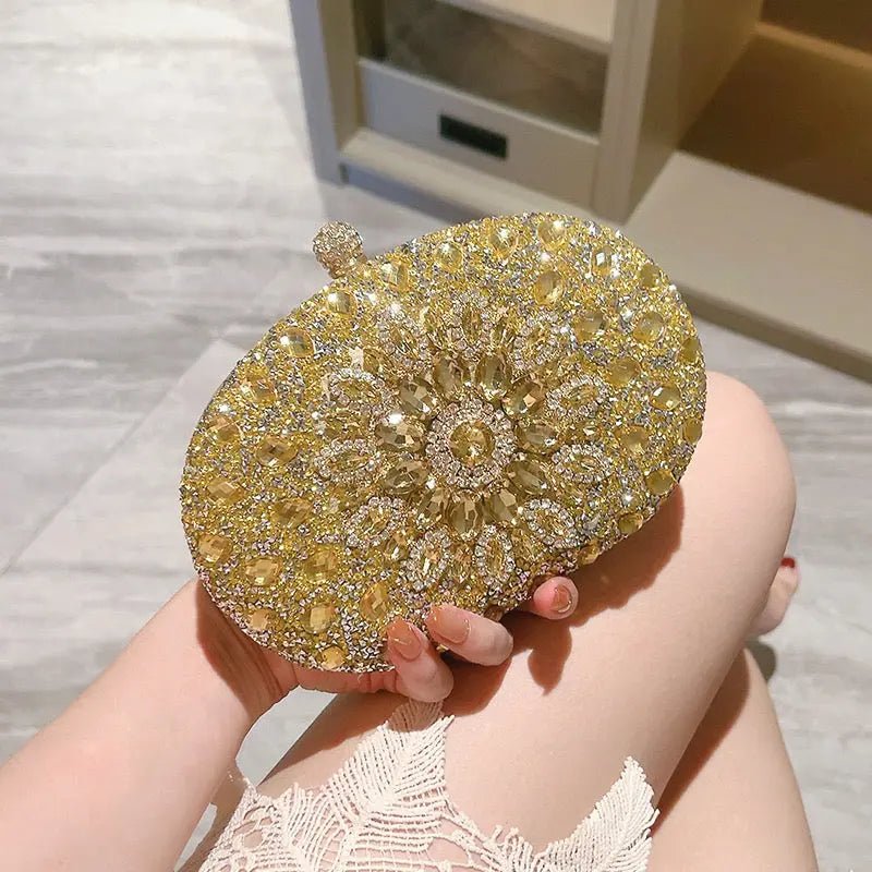 Dahlia | Pink Crystal Floral Evening Clutch – Radiant Bloom