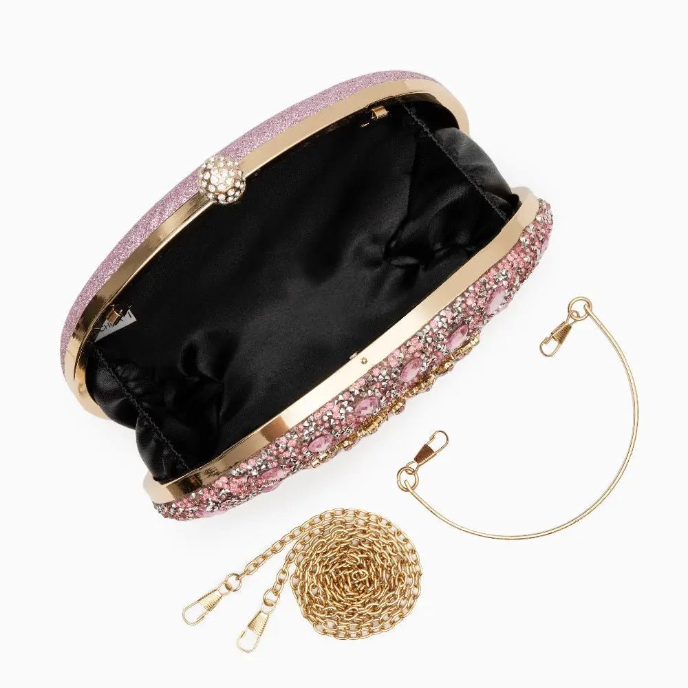 Dahlia | Pink Crystal Floral Evening Clutch – Radiant Bloom