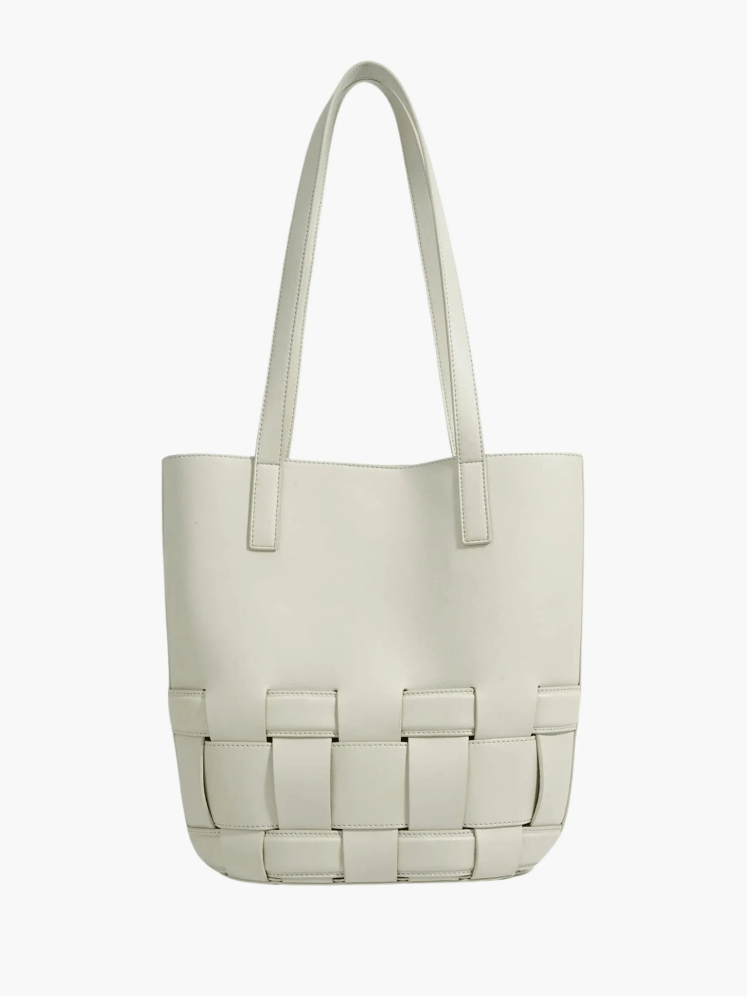 Isabelle | Luxe White Woven Leather Tote – Minimal & Elegant