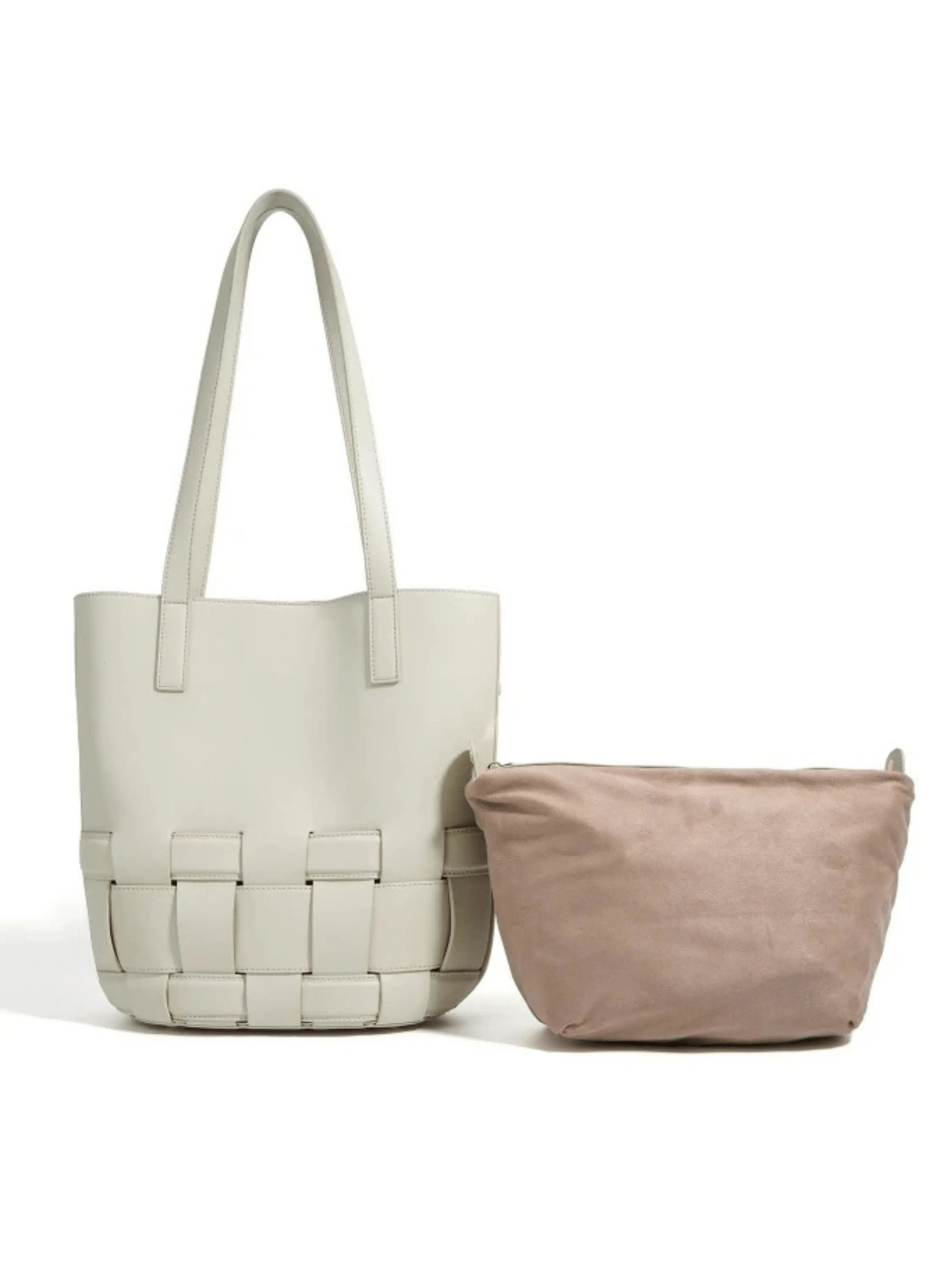 Isabelle | Luxe White Woven Leather Tote – Minimal & Elegant