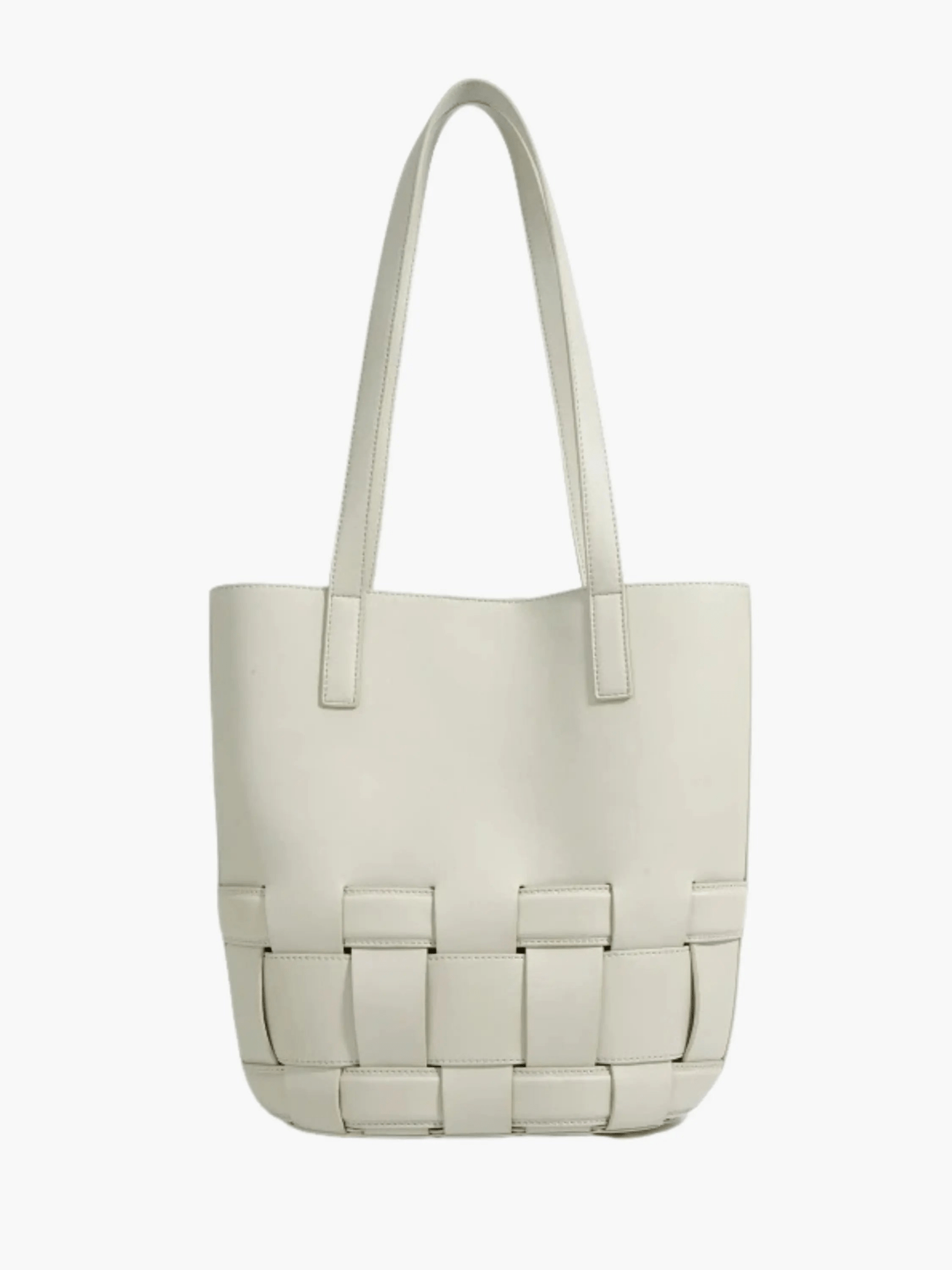 Isabelle | Luxe White Woven Leather Tote – Minimal & Elegant