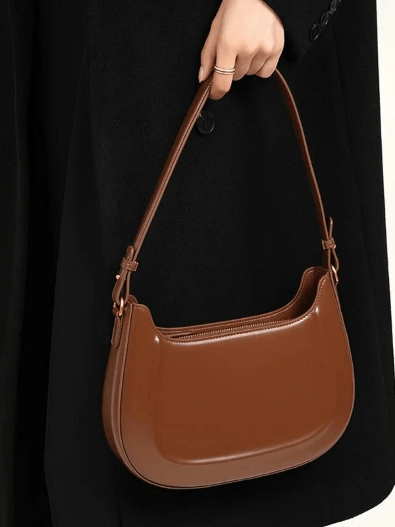 Celeste | Black Patent Leather Shoulder Bag – Sleek & Sophisticated
