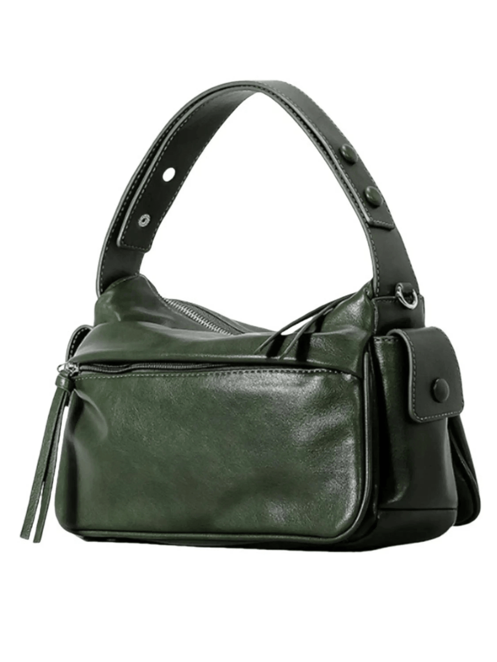 Elara | Luxe Deep Green Leather Shoulder Bag – Stylish & Functional