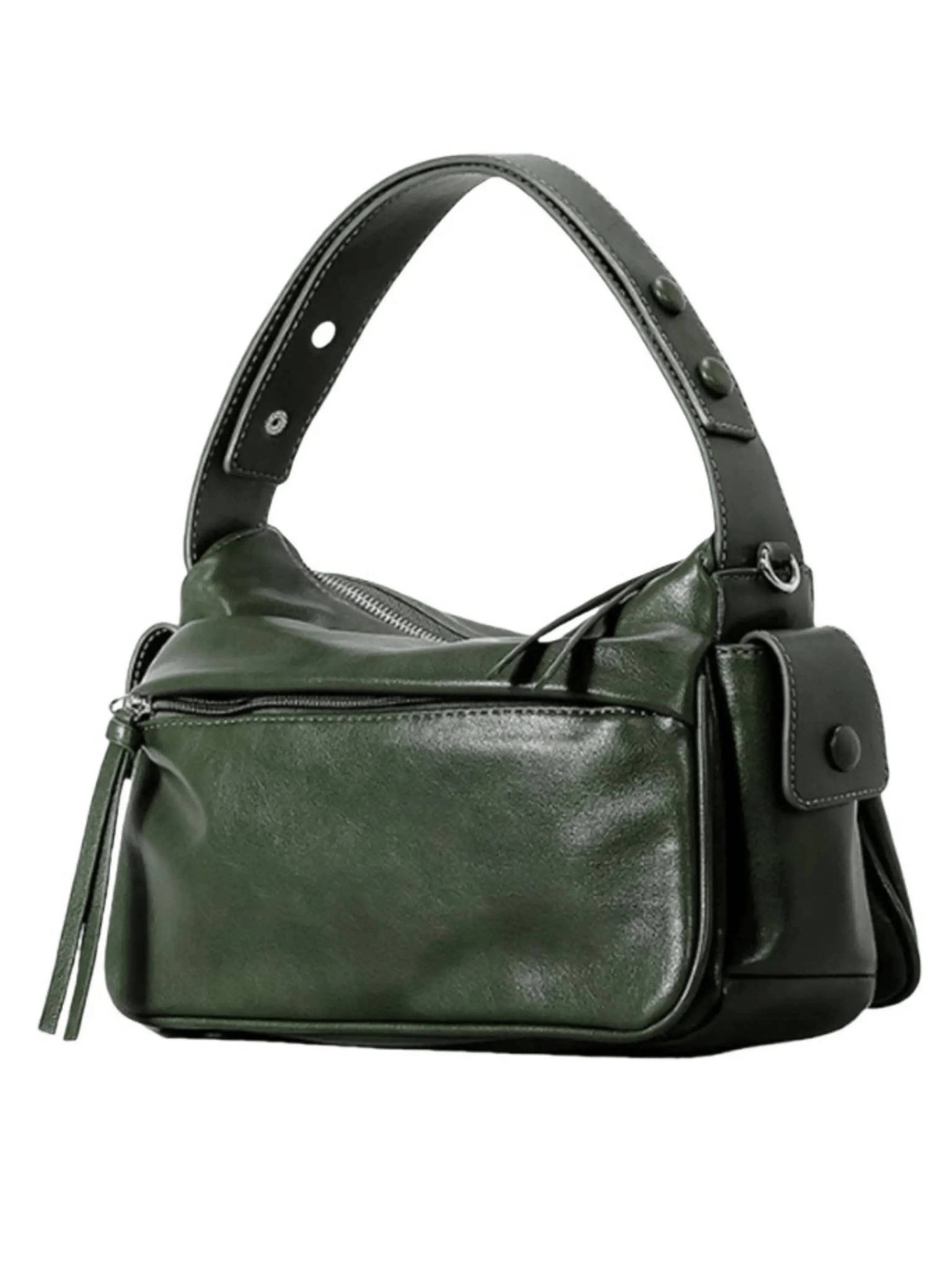 Elara | Luxe Deep Green Leather Shoulder Bag – Stylish & Functional