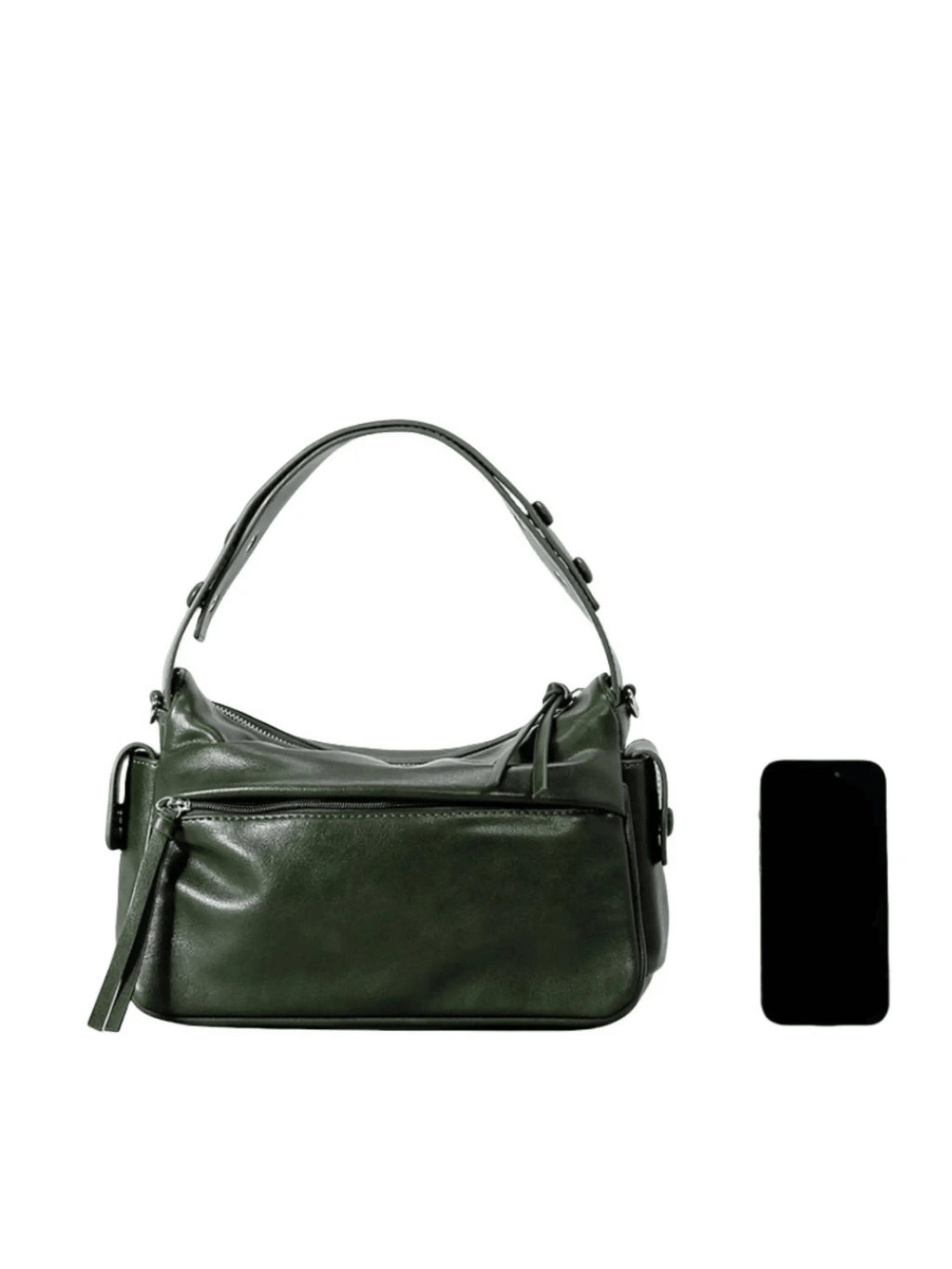 Elara | Luxe Deep Green Leather Shoulder Bag – Stylish & Functional
