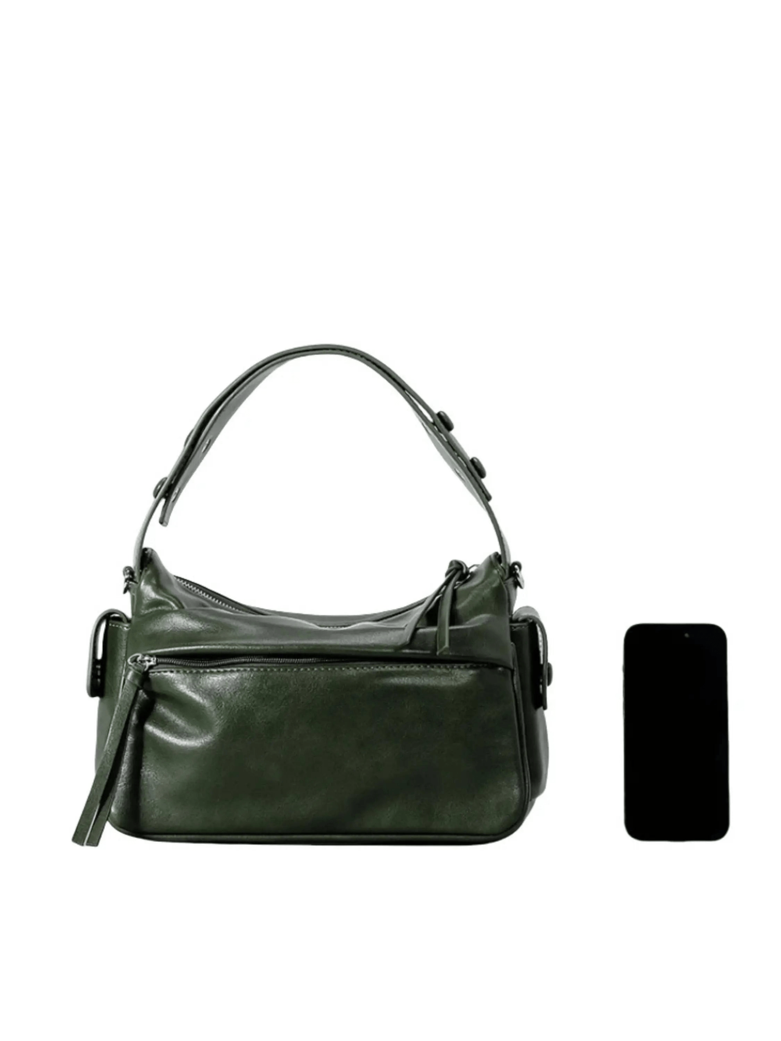 Elara | Luxe Deep Green Leather Shoulder Bag – Stylish & Functional