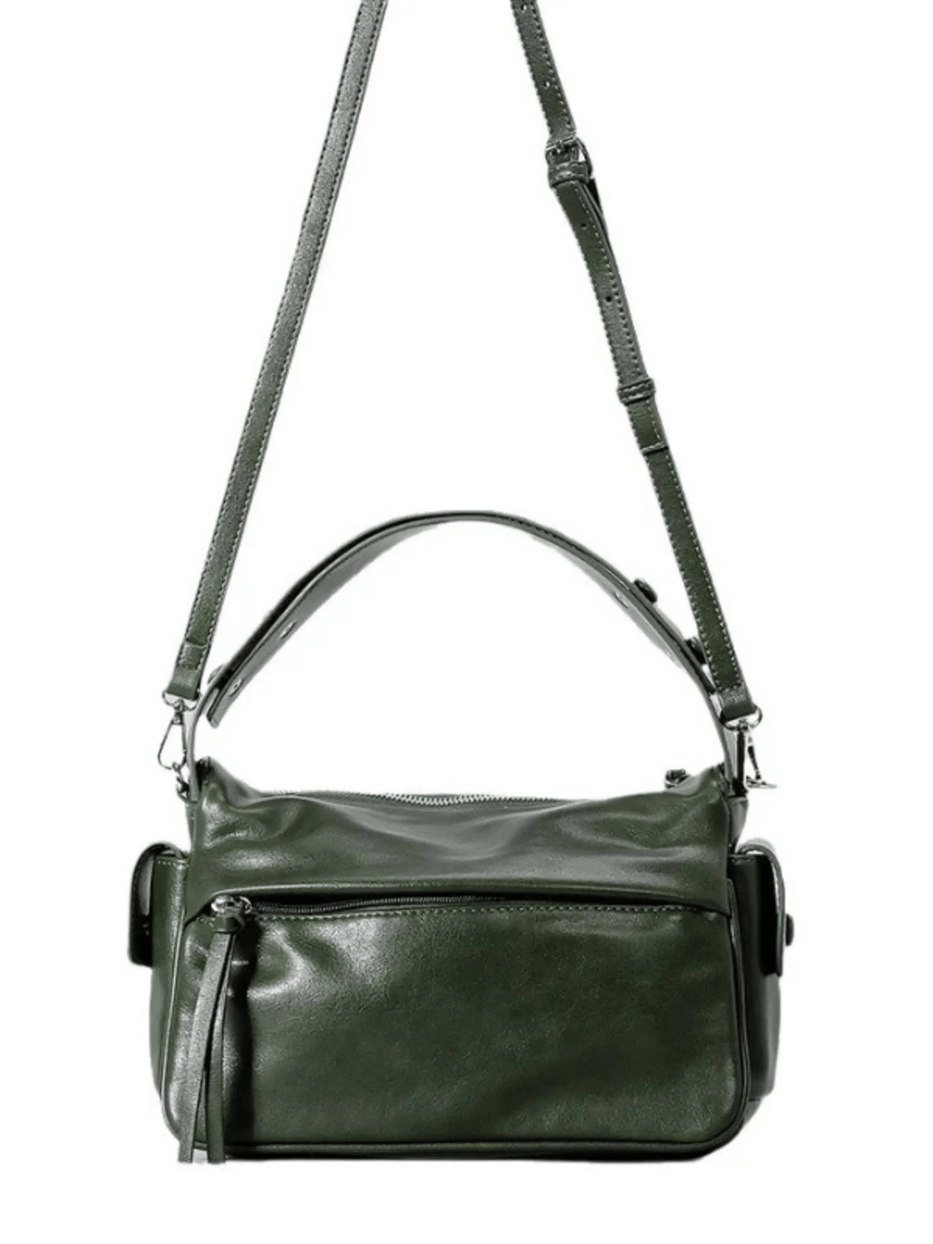 Elara | Luxe Deep Green Leather Shoulder Bag – Stylish & Functional