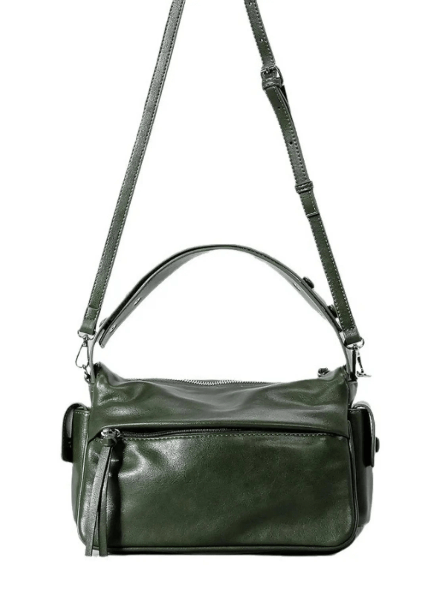 Elara | Luxe Deep Green Leather Shoulder Bag – Stylish & Functional