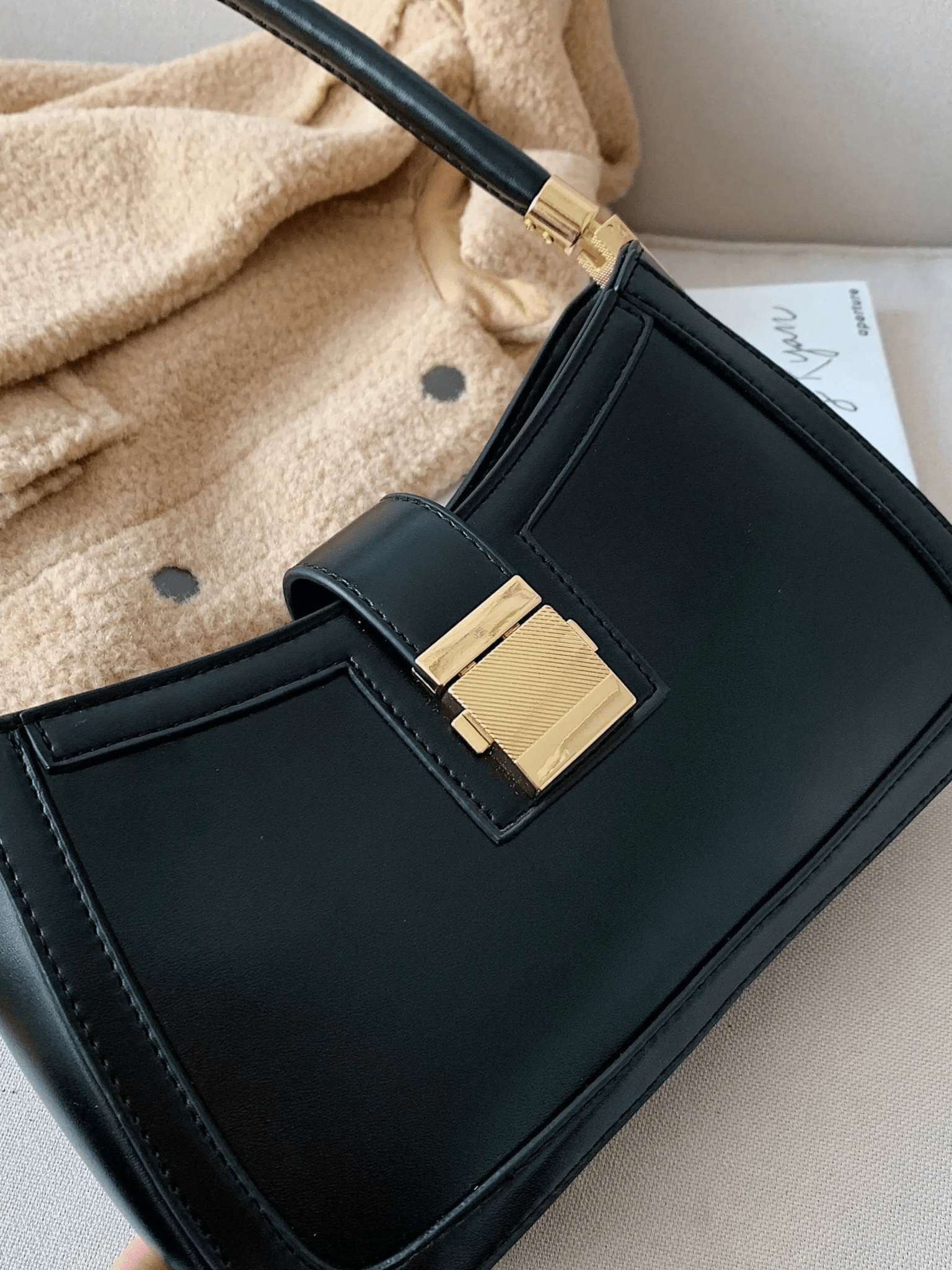 Valencia | Black Luxe Leather Shoulder Bag – Bold & Sophisticated