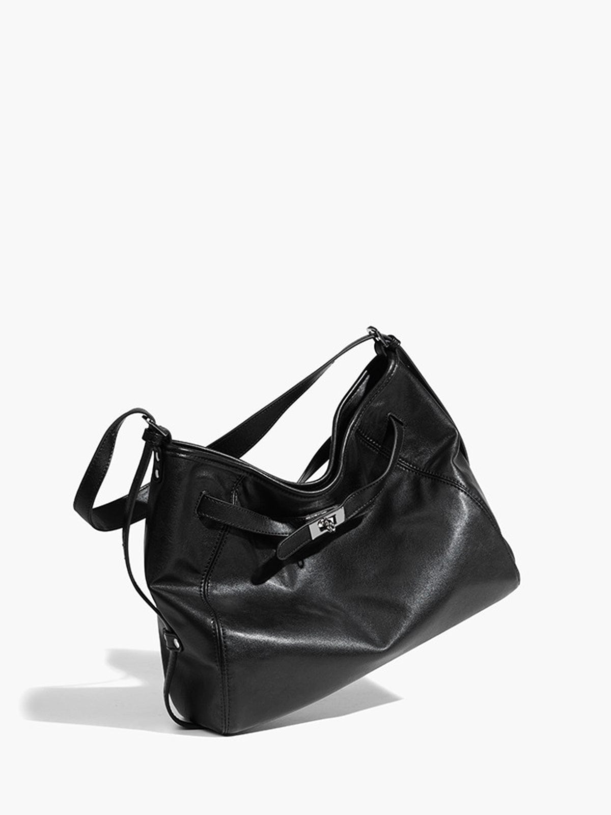 Kelly | Classic Black Leather Tote Bag – Sleek Design & Everyday Versatility