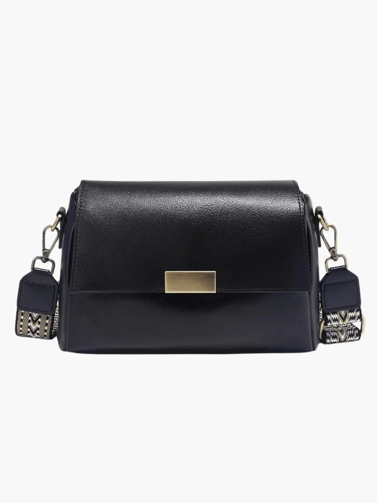 Aria | Black Leather Crossbody Bag – Modern & Chic