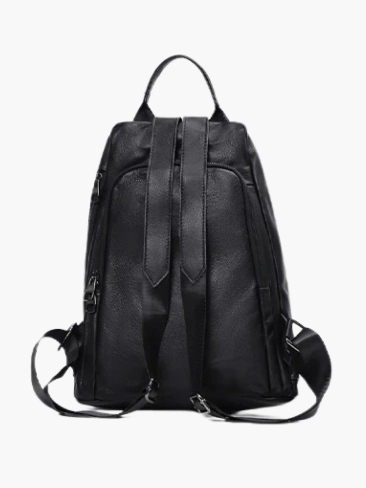 Vera | Sleek Black Drawstring Leather Backpack – Minimalist Edge