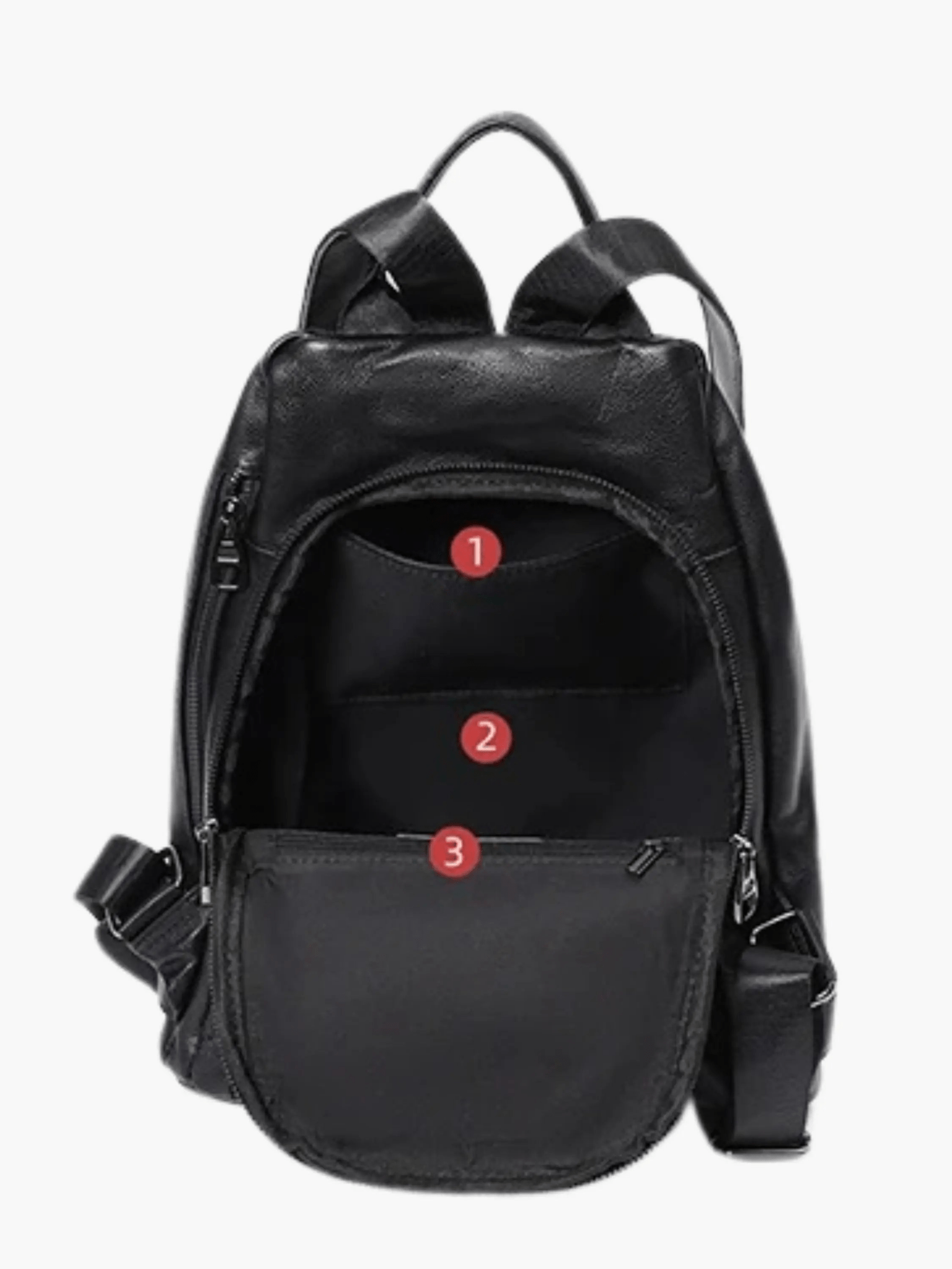 Vera | Sleek Black Drawstring Leather Backpack – Minimalist Edge