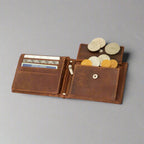 Greenwood Leather Men's Wallet. RFID-Blocking Oil Pull-Up Leather