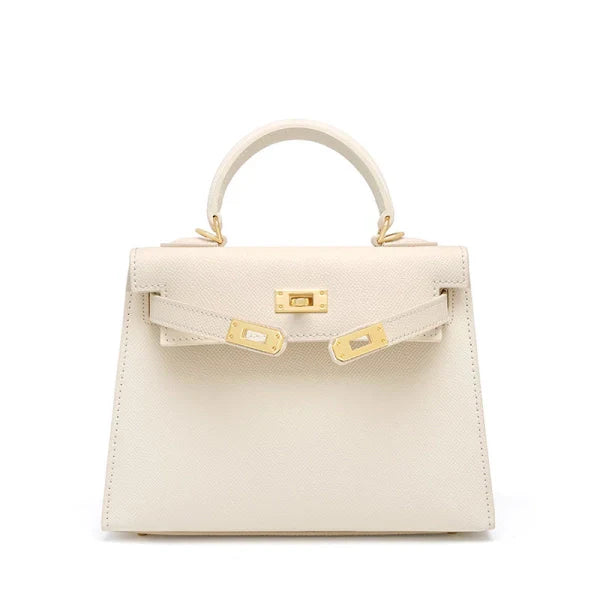 Cindy Leather Top Handle Satchel Bag – Classic Flap Crossbody Handbag for Women