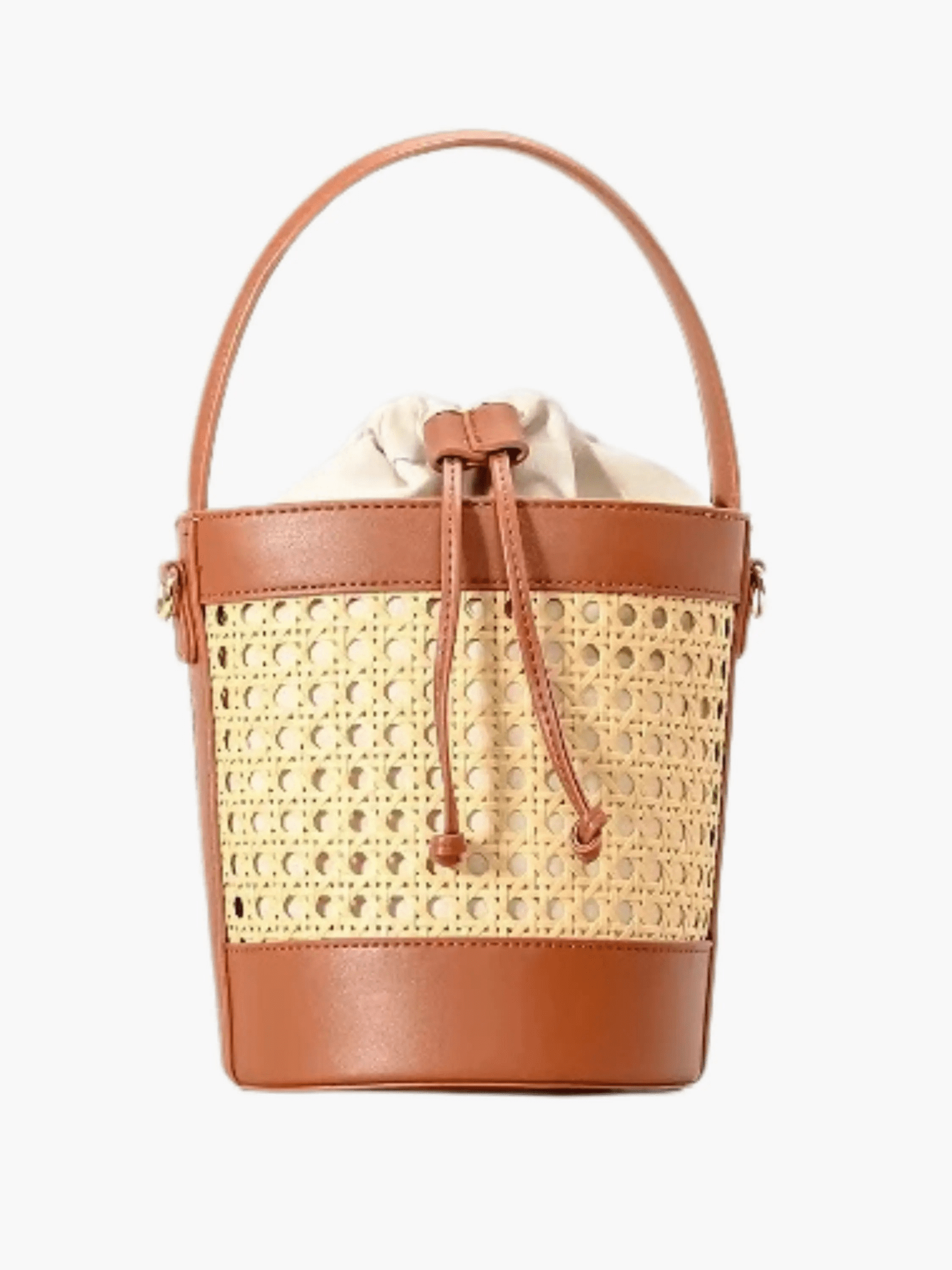 Tzaria | Rattan & Leather Bucket Bag – Boho Chic