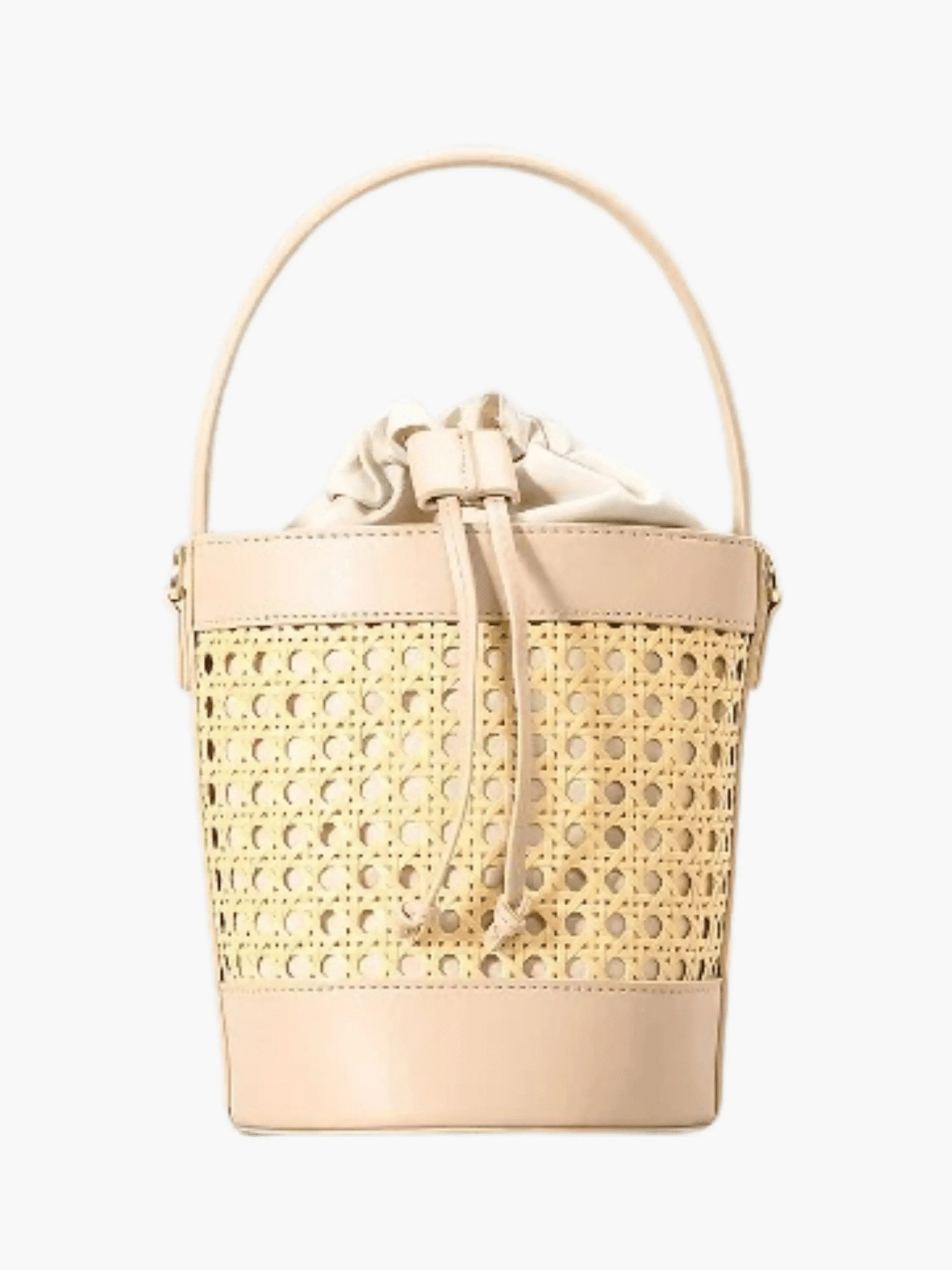 Tzaria | Rattan & Leather Bucket Bag – Boho Chic