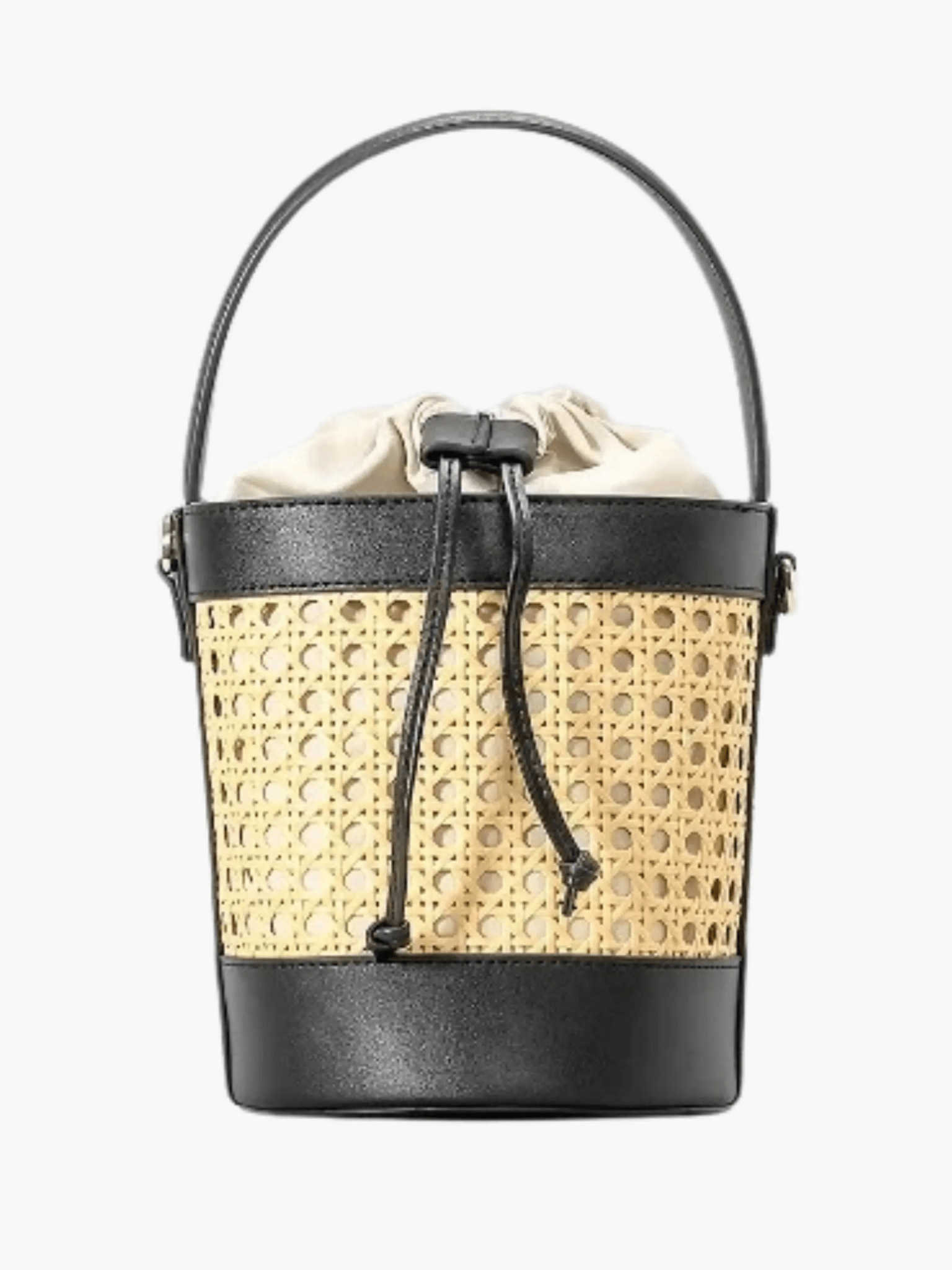 Tzaria | Rattan & Leather Bucket Bag – Boho Chic
